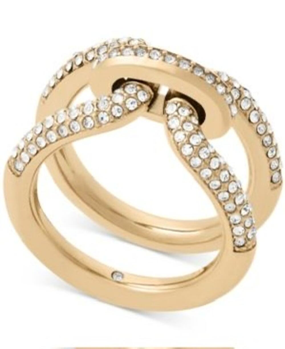 Michael Kors Gold Tone Knot link Pave Crystal Details in size 8
